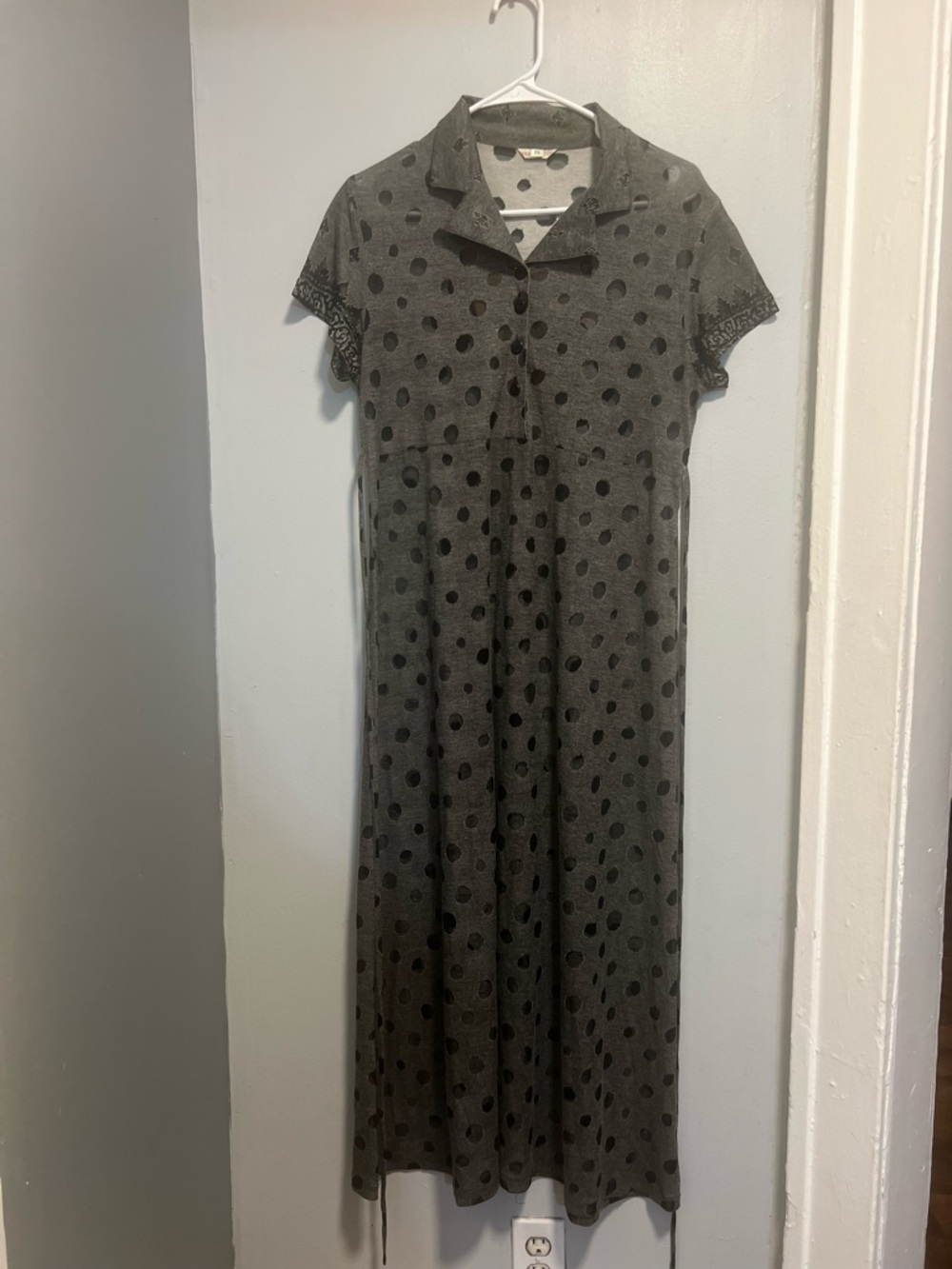 Vintage Washington size M gray Dot Short-Sleeve Maxi Dress